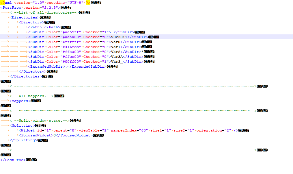 POSTPROC2 XML-Sitzungsdatei