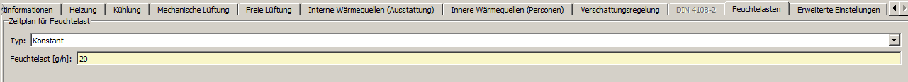 Dialog für Feuchtelasten